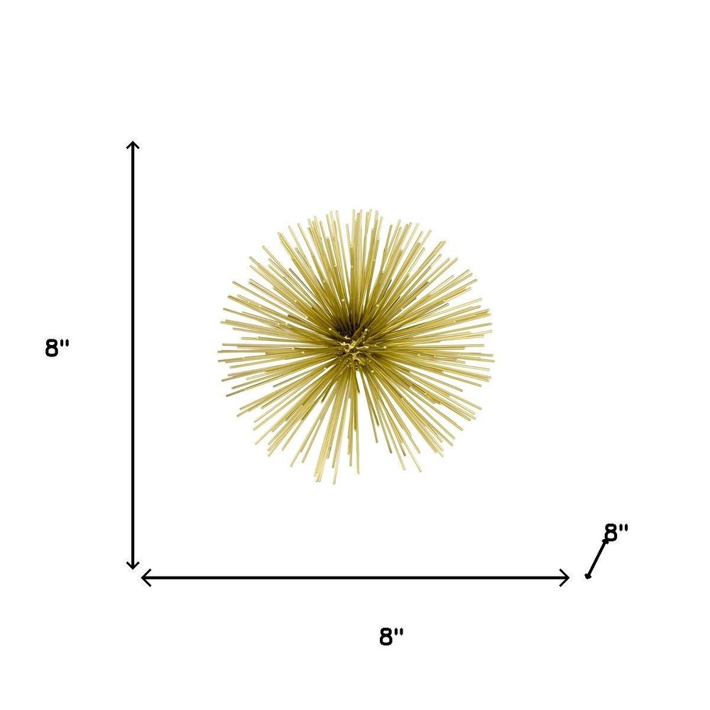 8" Gold Metal Sea Urchin Spiky Sphere