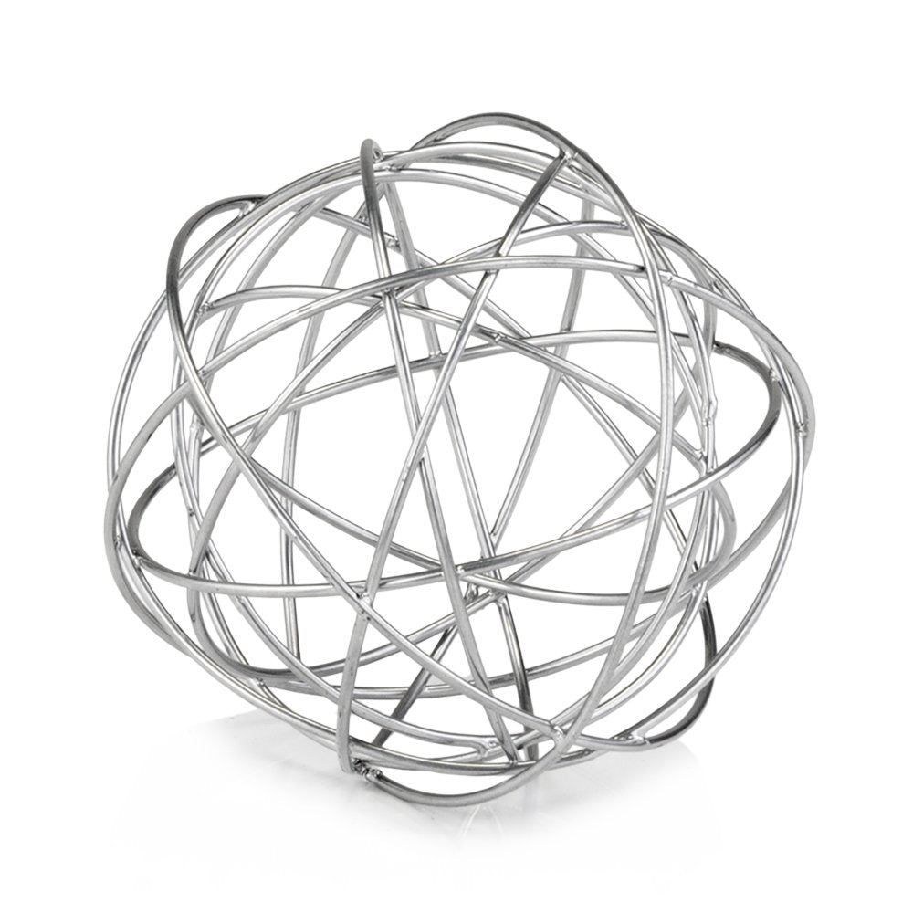 7" X 7" X 7" Silver Large Wire Sphere on a white background