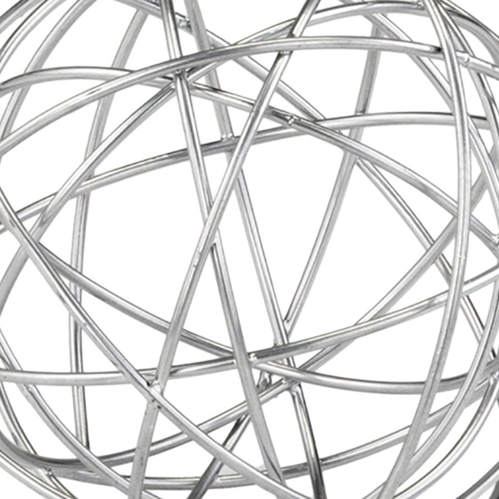 7" X 7" X 7" Silver Large Wire Sphere on a white background