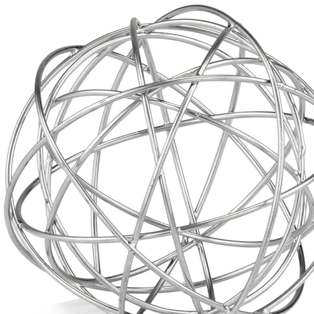 7" X 7" X 7" Silver Large Wire Sphere on a white background