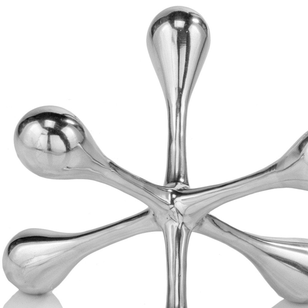 5" Silver Finish Decorative Jack. Sculpture isolated on a plain white background, showing a silver metal surface.