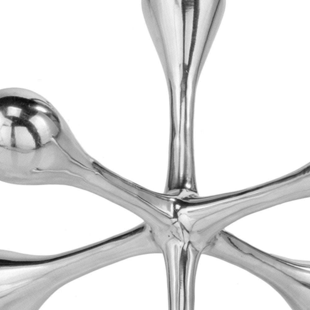 5" Silver Finish Decorative Jack. Sculpture isolated on a plain white background, in a silver metal finish.