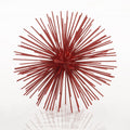 8" Red Spiked Iron Decorative Orb Tabletop Sculpture on a white background