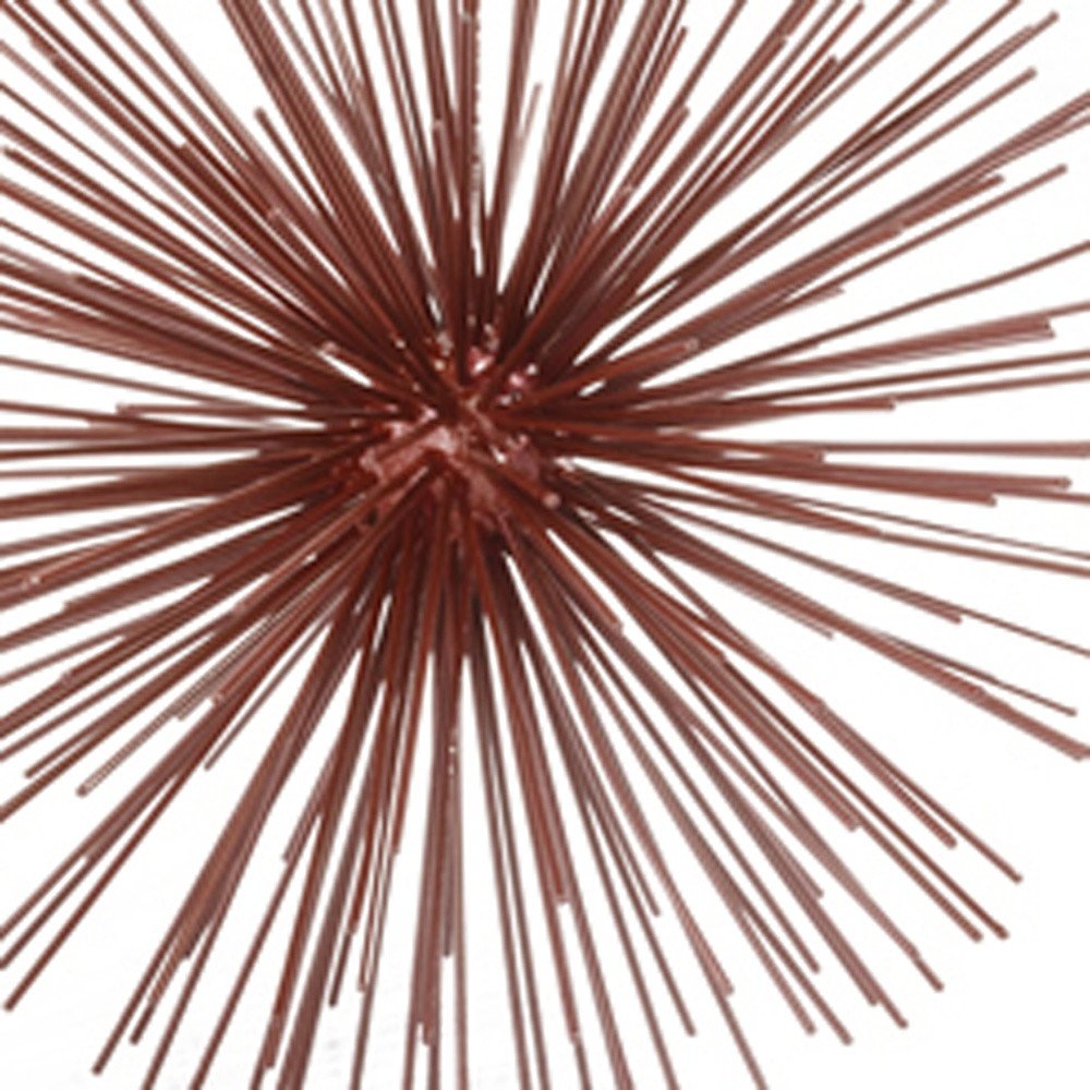 8" Red Spiked Iron Decorative Orb Tabletop Sculpture on a white background