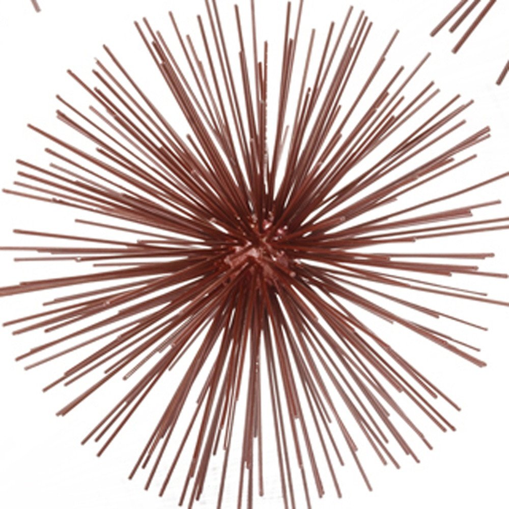 8" Red Spiked Iron Decorative Orb Tabletop Sculpture on a white background