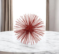 8" Red Spiked Iron Decorative Orb Tabletop Sculpture