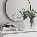 10" Silver and Faux Crystal Decorative Pear Tabletop Sculpture. Sculpture isolated on a plain white background, showing a silver crystal surface.