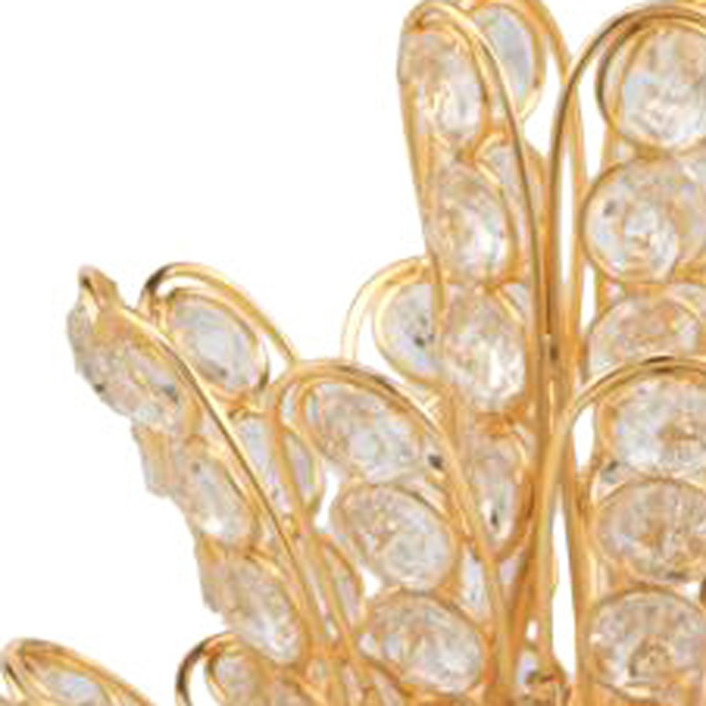 13" Gold and Faux Crystal Pineapple Tabletop Sculpture. Sculpture in gold crystal.