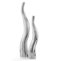 Set of Two Silver Aluminum Squiggly Vases on a white background