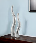 Set of Two Silver Aluminum Squiggly Vases