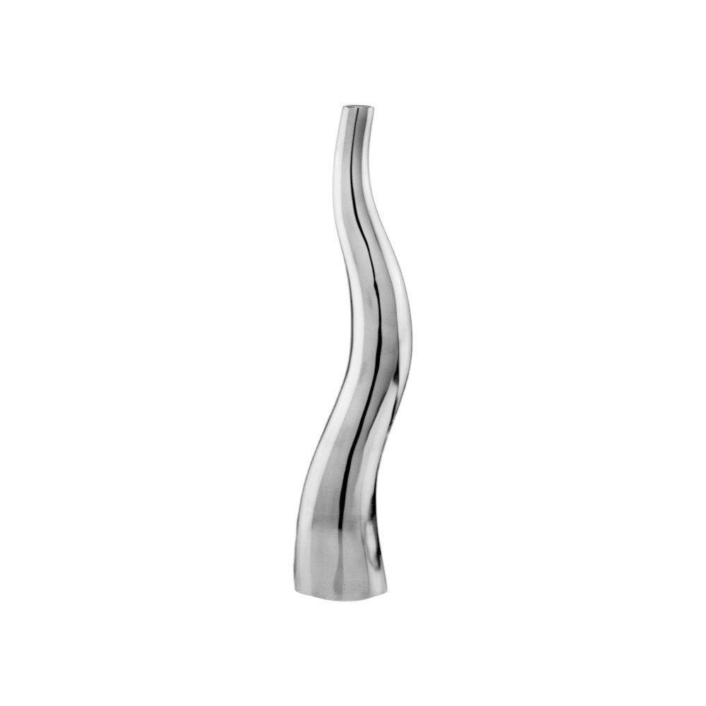 Set of Two Silver Aluminum Squiggly Vases on a white background