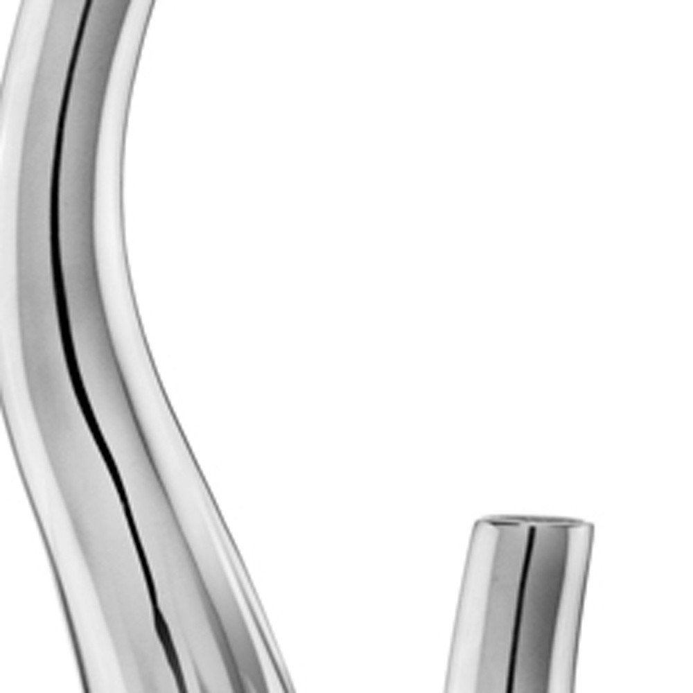 Set of Two Silver Aluminum Squiggly Vases on a white background