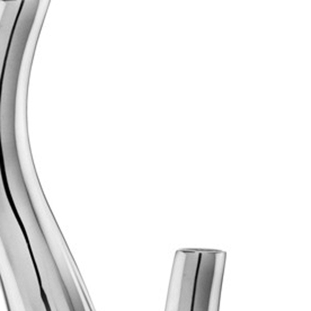 Set of Two Silver Aluminum Squiggly Vases on a white background