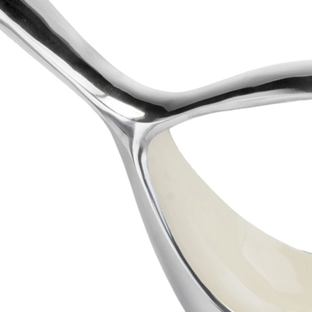 7" Silver Buffed Aluminum Bird Shaped Sculptural Bowl on a white background