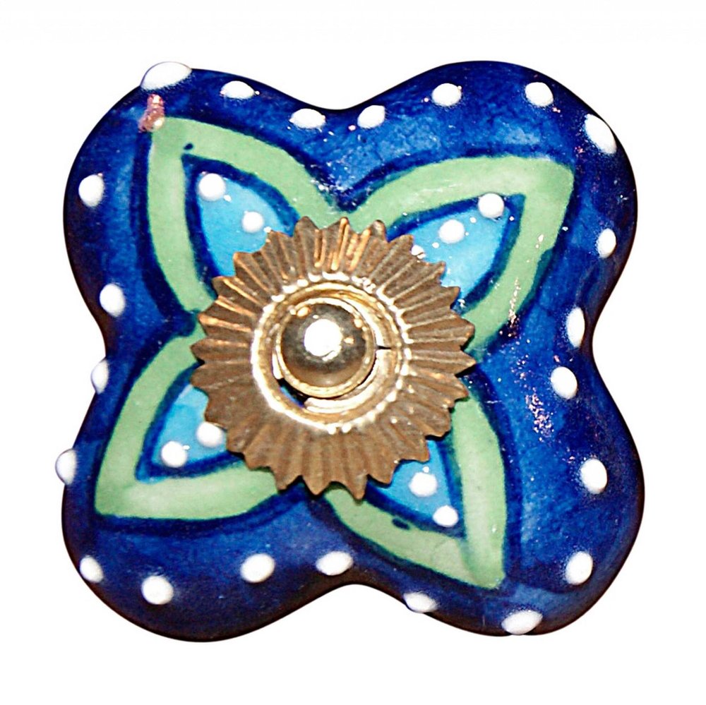 1.5" X 1.5" X 1.5" Ceramic Metal Multicolor 12 Pack Knob. Cabinet knobs isolated on a plain white background, showing a green ceramic surface.
