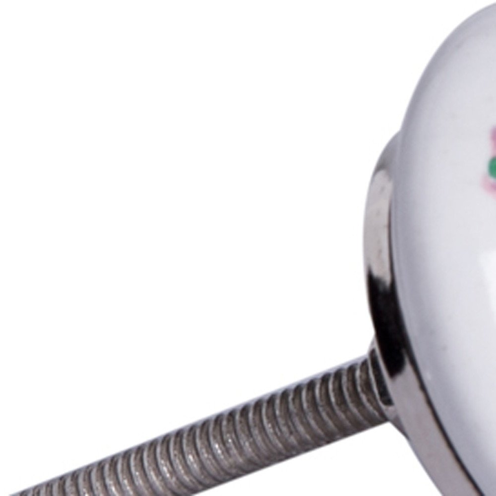 Set of Twelve Pink White And Green Floral Ceramic Drawer Pull Knobs on a white background
