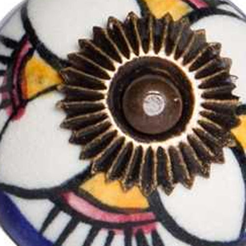 Close-up of 1.5" X 1.5" X 1.5" Ceramic Metal Multicolor 12 Pack Knob showing the white ceramic face.