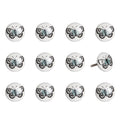 Set of Twelve Black And White Botanical Ceramic Drawer Pull Knobs