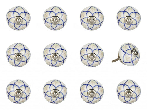1.5" X 1.5" X 1.5" Ceramic Metal Multicolor 12 Pack Knob. Cabinet knobs isolated on a plain white background, in a white ceramic finish.
