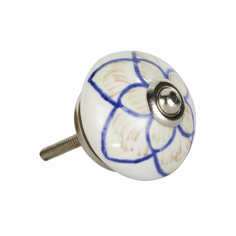 1.5" X 1.5" X 1.5" Ceramic Metal Multicolor 12 Pack Knob. Cabinet knobs isolated on a plain white background, showing a white ceramic surface.