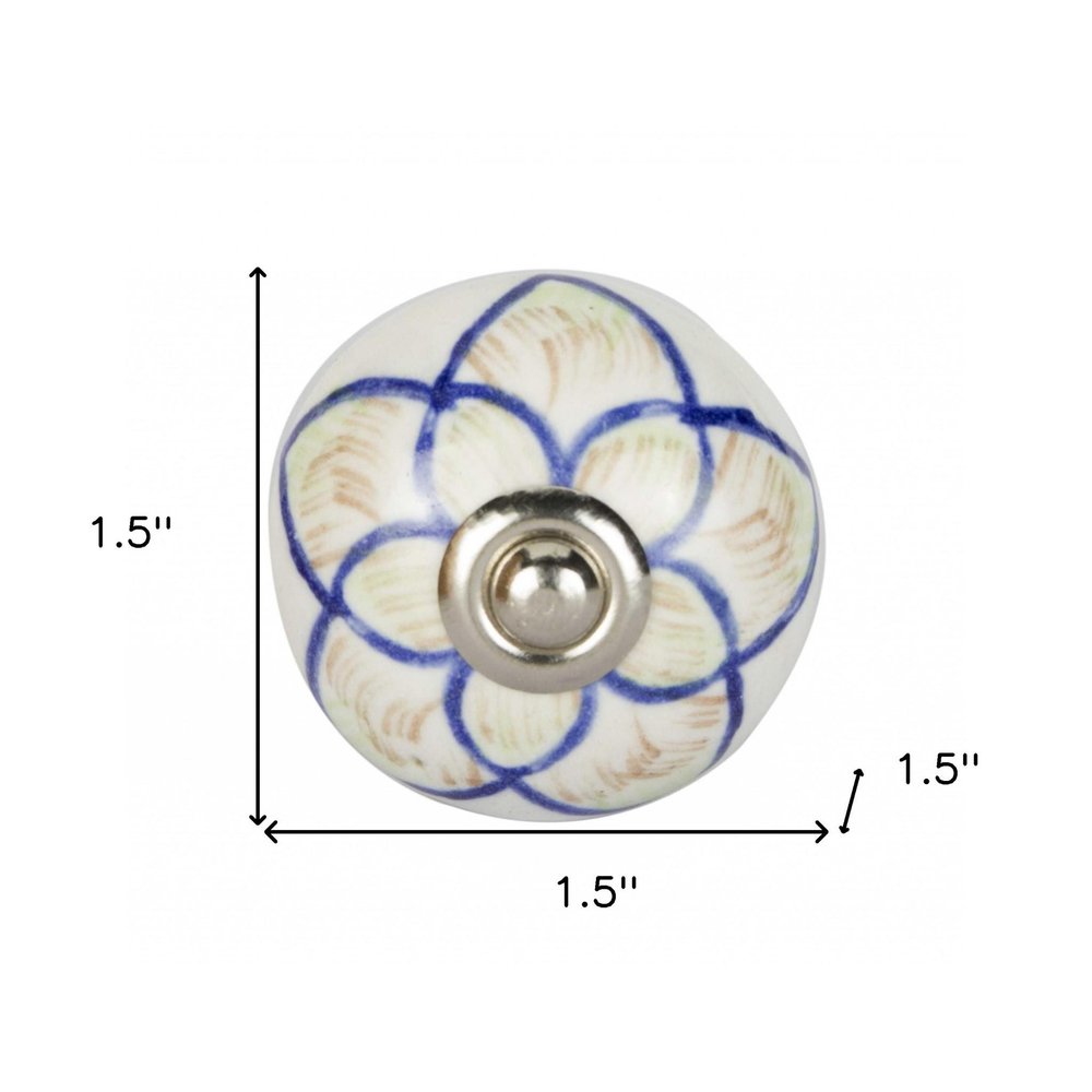 1.5" X 1.5" X 1.5" Ceramic Metal Multicolor 12 Pack Knob. Cabinet knobs isolated on a plain white background, finished in white ceramic.