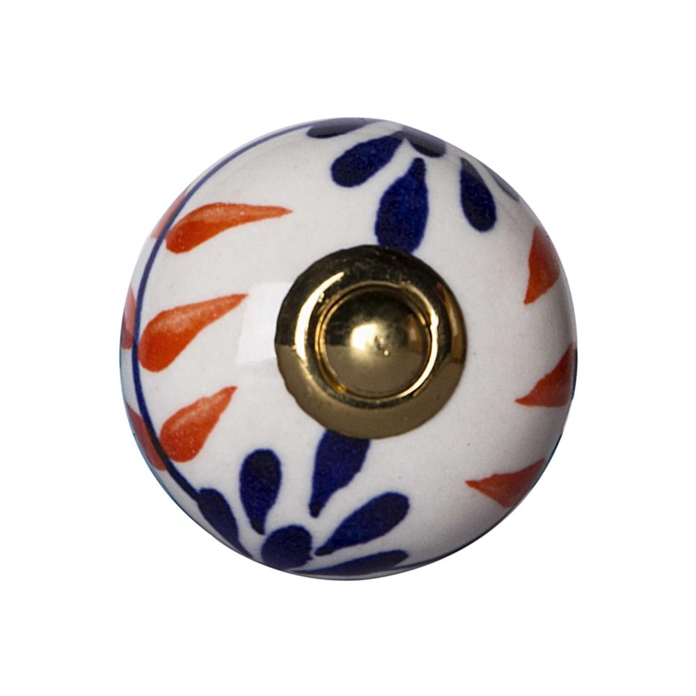 Set of Twelve Blue And White Floral Ceramic Drawer Pull Knobs on a white background
