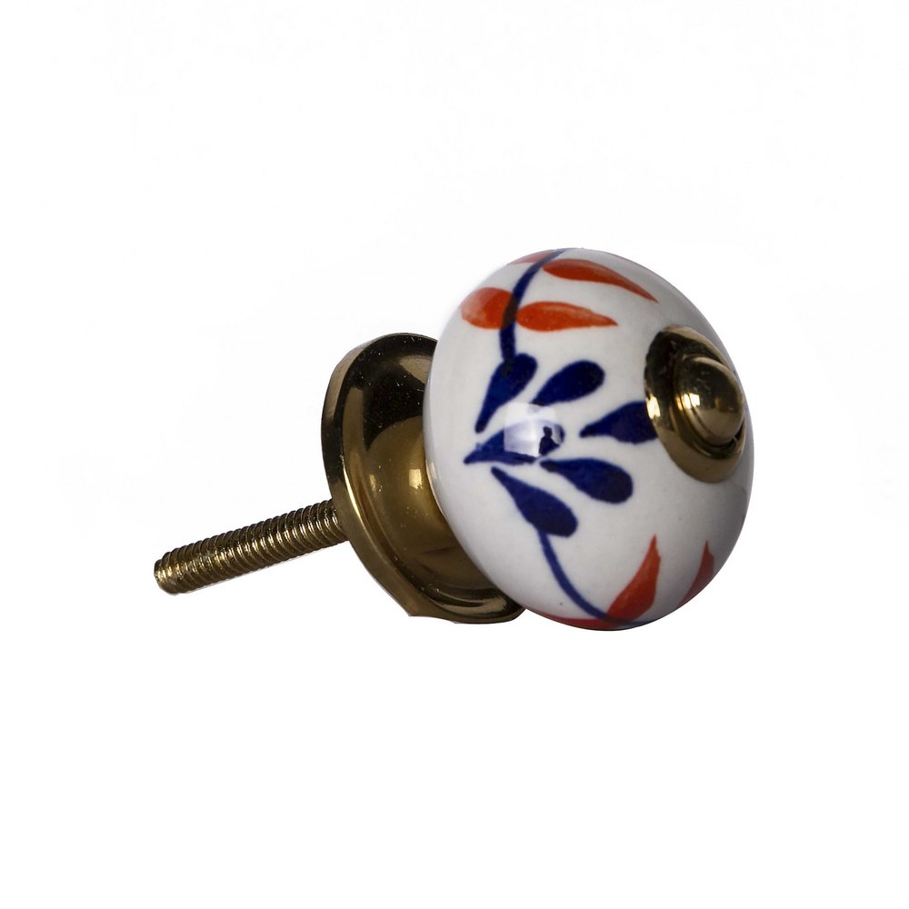 Set of Twelve Blue And White Floral Ceramic Drawer Pull Knobs - SKU 358094