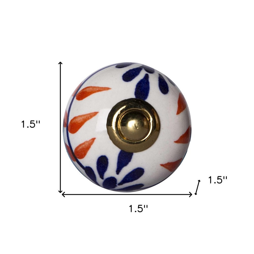Set of Twelve Blue And White Floral Ceramic Drawer Pull Knobs - SKU 358094