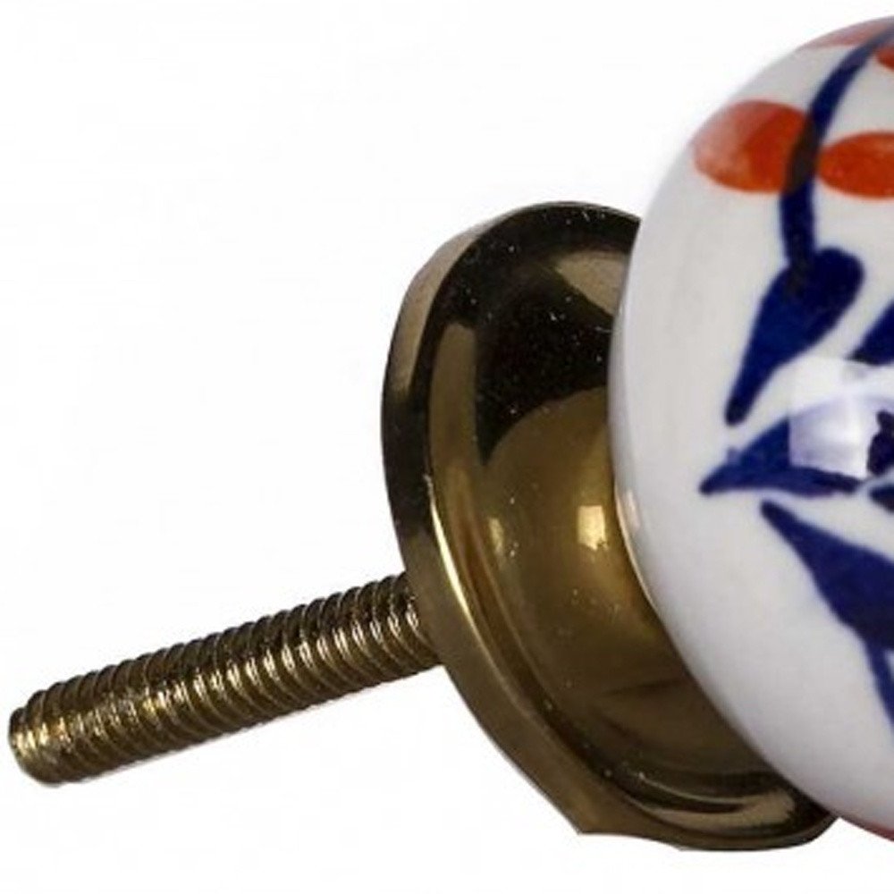 Set of Twelve Blue And White Floral Ceramic Drawer Pull Knobs - SKU 358094