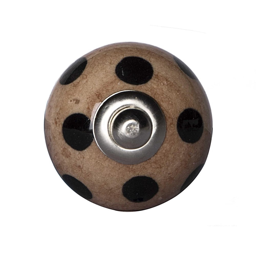 Set of Twelve Brown And Black Geometric Ceramic Drawer Pull Knobs on a white background