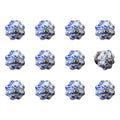 Set of Twelve Blue And White Ceramic Drawer Pull Knobs on a white background
