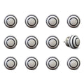 Set of Twelve Black And White Ceramic Drawer Pull Knobs
