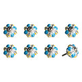 Set of Eight Blue And White Ceramic Drawer Pull Knobs