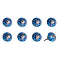 Set of Eight Blue And White Botanical Ceramic Drawer Pull Knobs