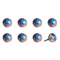 Set of Eight Blue And White Floral Ceramic Drawer Pull Knobs