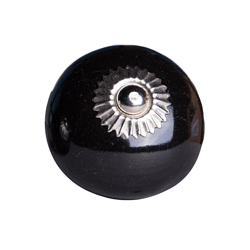 Set of Twelve Black Ceramic Drawer Pull Knobs on a white background