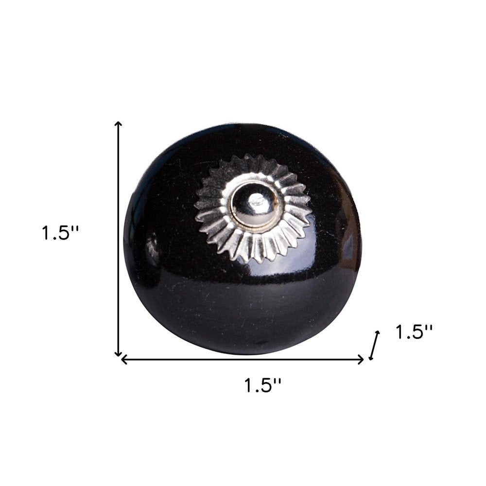 Set of Twelve Black Ceramic Drawer Pull Knobs on a white background