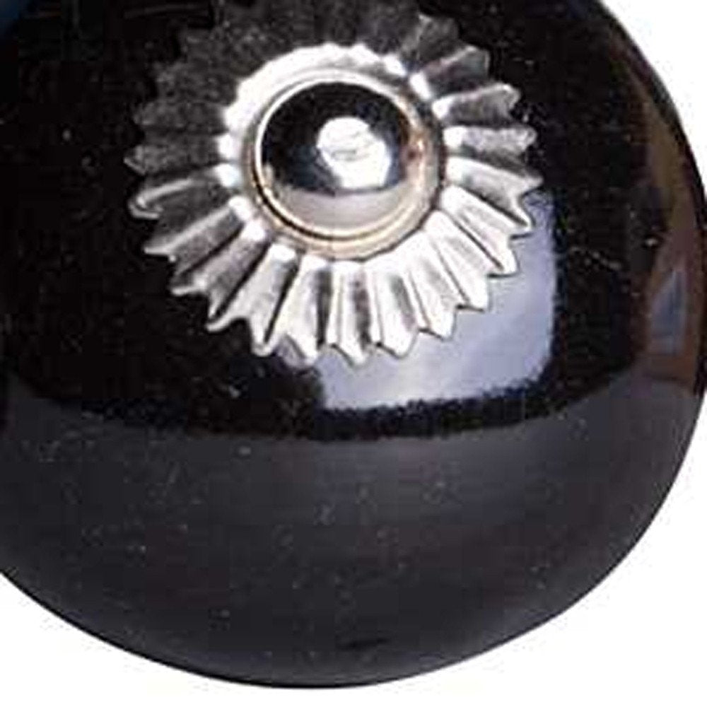 Set of Twelve Black Ceramic Drawer Pull Knobs close-up detail