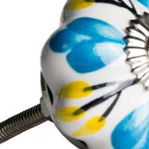 1.5" X 1.5" X 1.5" Ceramic Metal Multicolor 12 Pack Knob. Cabinet knobs isolated on a plain white background, in a blue ceramic finish.