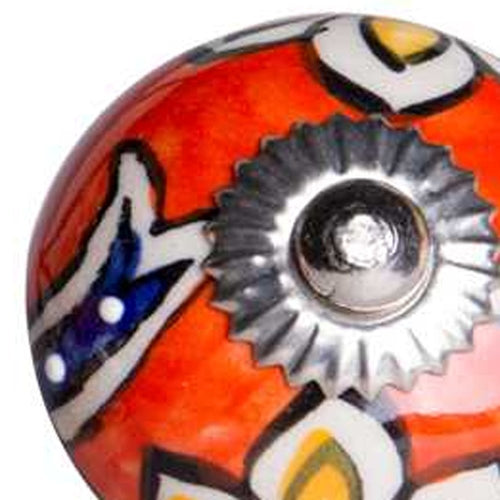 Close-up of 1.5" X 1.5" X 1.5" Ceramic Metal Multicolor 12 Pack Knob showing the white ceramic face.