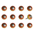 Set of Twelve Yellow And Black Floral Ceramic Drawer Pull Knobs on a white background