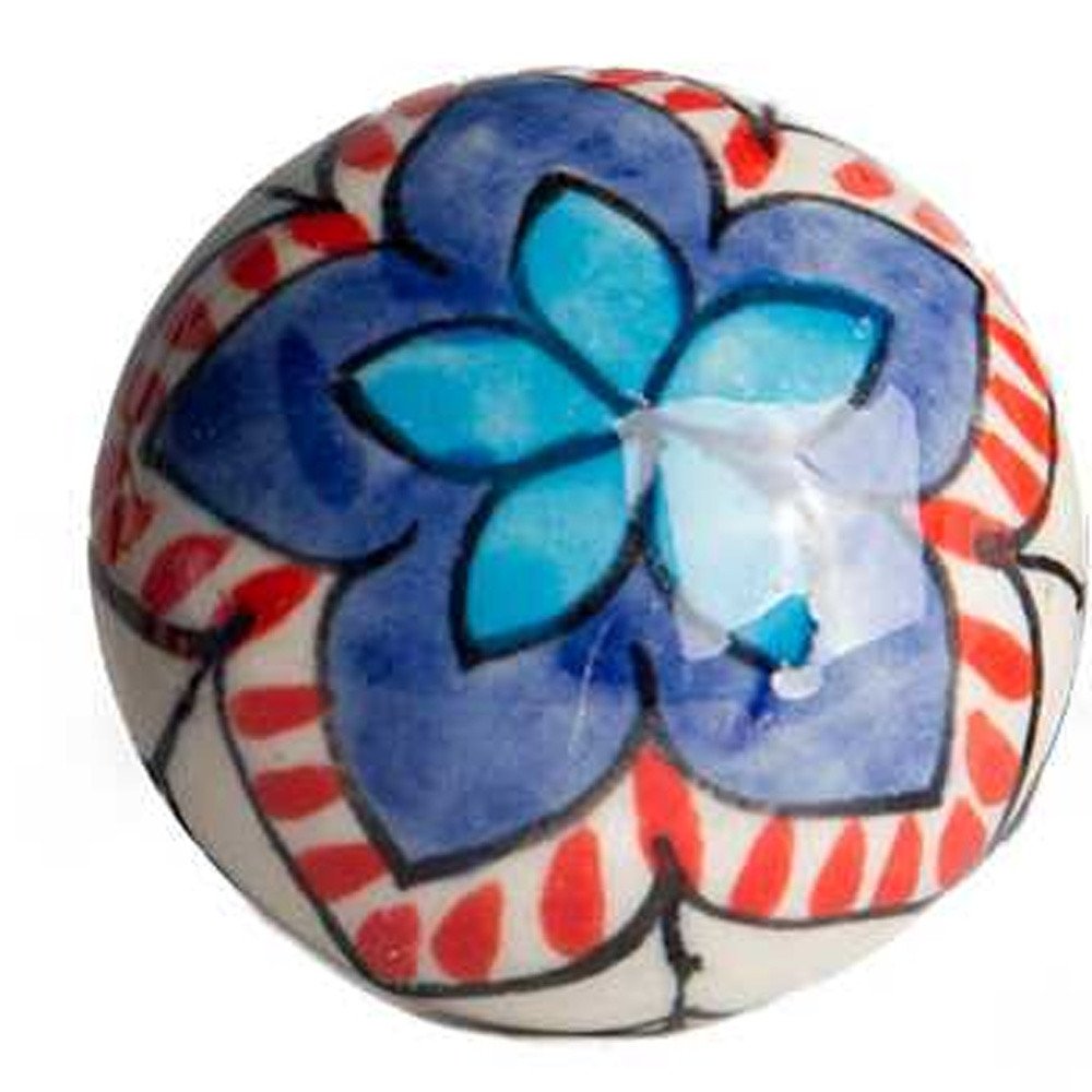 Set of Twelve Blue And White Floral Ceramic Drawer Pull Knobs - SKU 358133