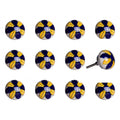 Set of Twelve Blue And Yellow Floral Ceramic Drawer Pull Knobs on a white background