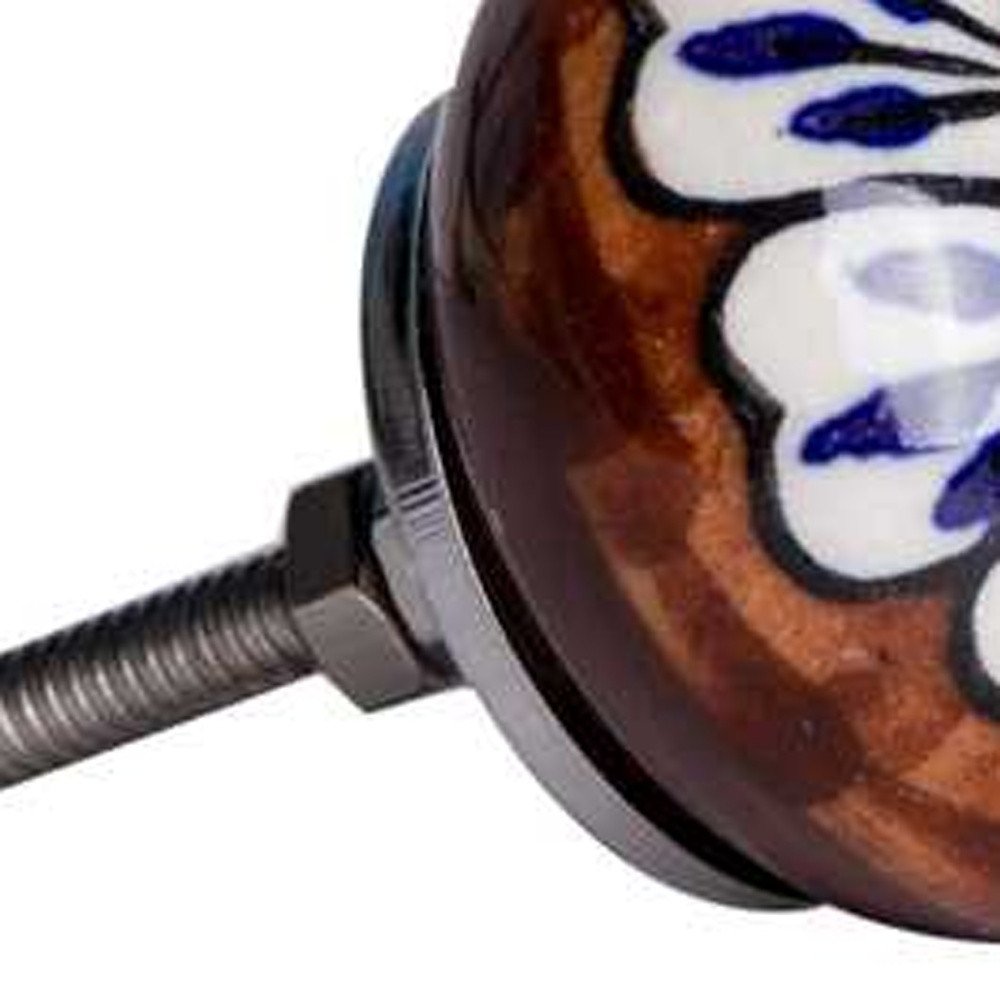Set of Twelve Blue And White Floral Ceramic Drawer Pull Knobs - SKU 358135