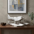 7" Nickel Metal Hand Painted Model Airplane Tabletop Sculpture