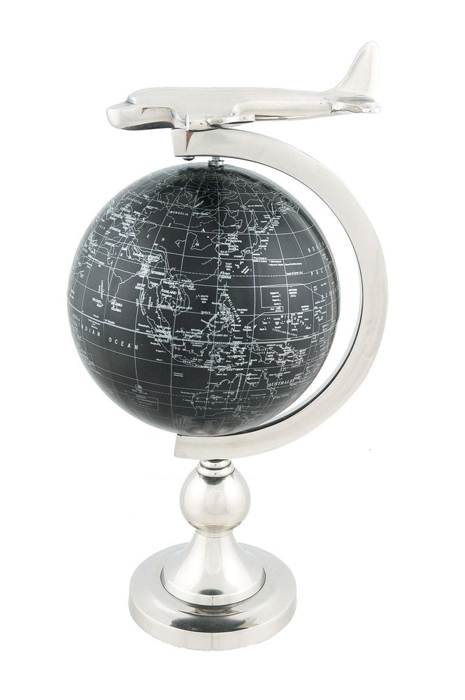 18" Nickel Metal Hand Painted Figurine Tabletop Sculpture. Sculpture isolated on a plain white background, in a silver metal finish.