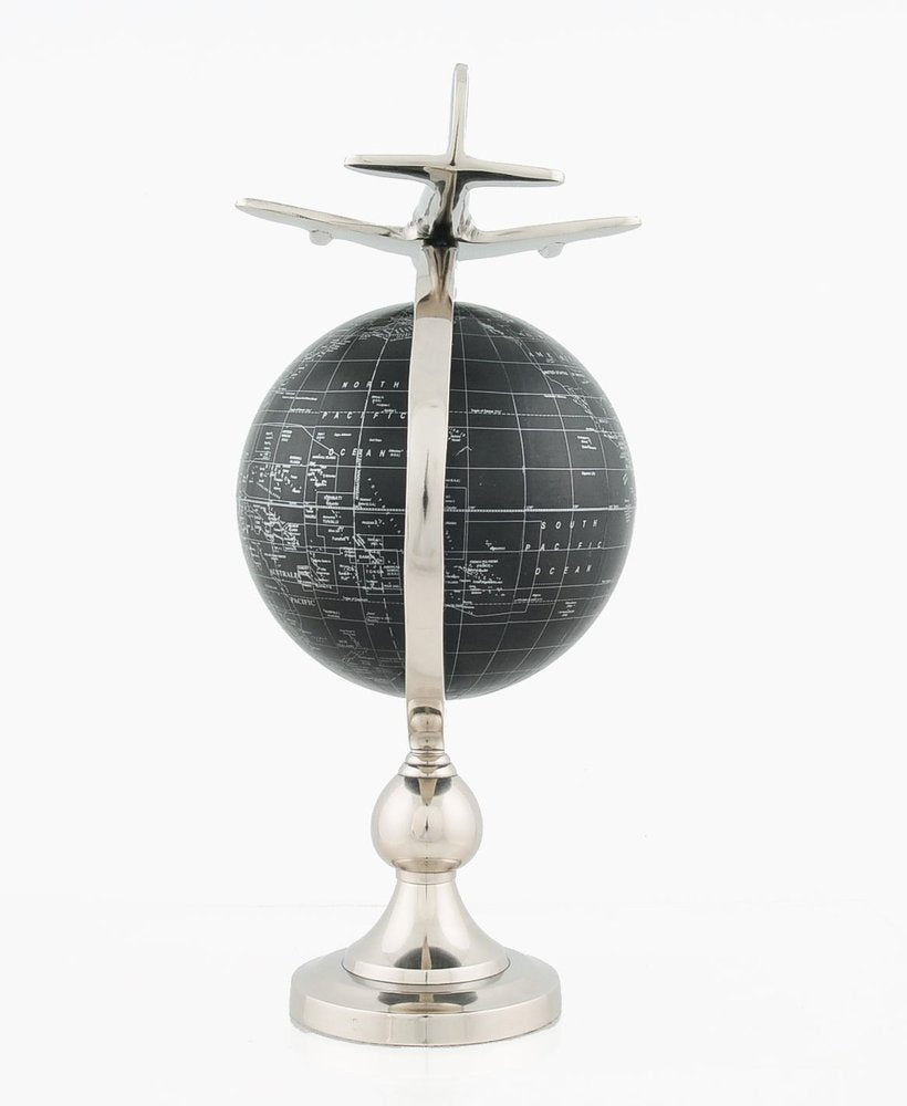 18" Nickel Metal Hand Painted Figurine Tabletop Sculpture. Sculpture isolated on a plain white background, in a silver metal finish.