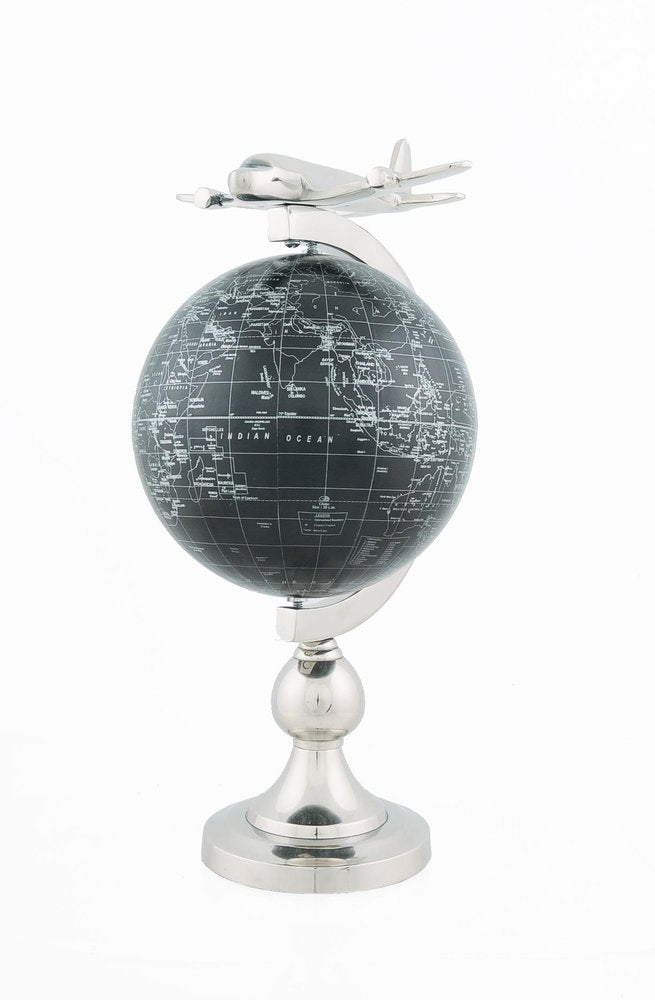 18" Nickel Metal Hand Painted Figurine Tabletop Sculpture. Sculpture isolated on a plain white background, showing a silver metal surface.