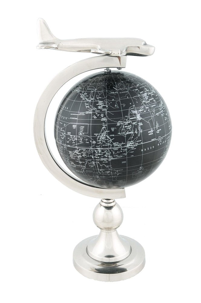 18" Nickel Metal Hand Painted Figurine Tabletop Sculpture. Sculpture isolated on a plain white background, in a silver metal finish.