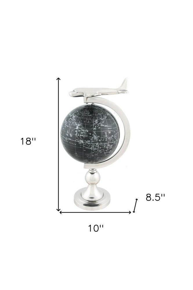 18" Nickel Metal Hand Painted Figurine Tabletop Sculpture. Sculpture isolated on a plain white background, finished in silver metal.